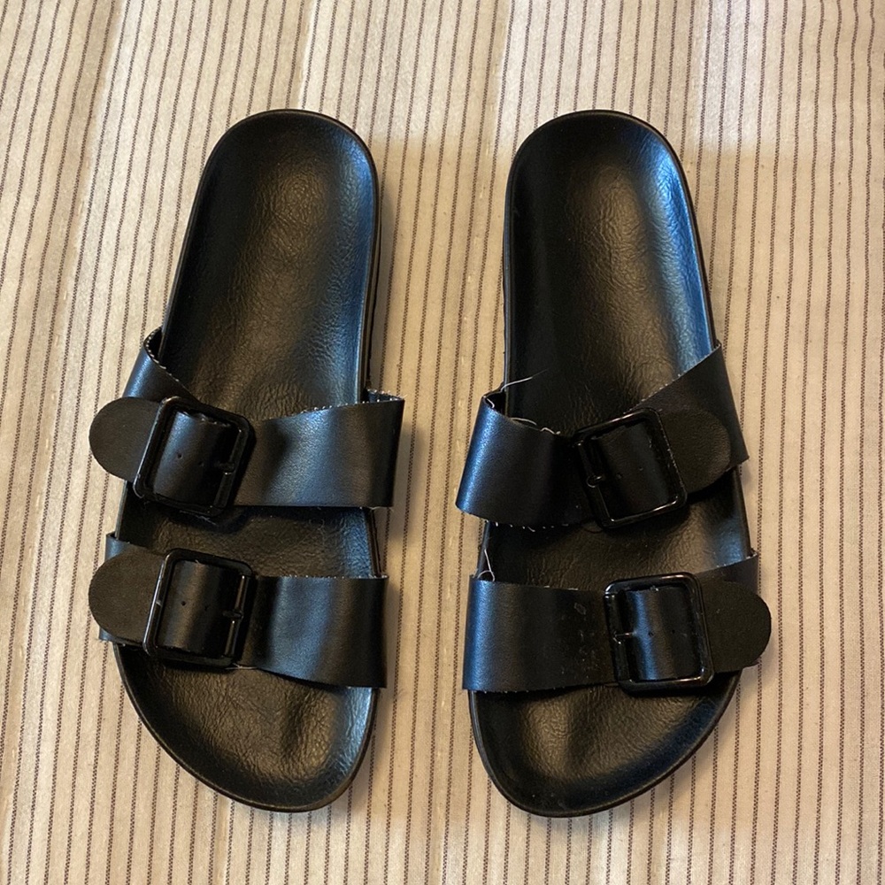 Black Two-Strap Sandals